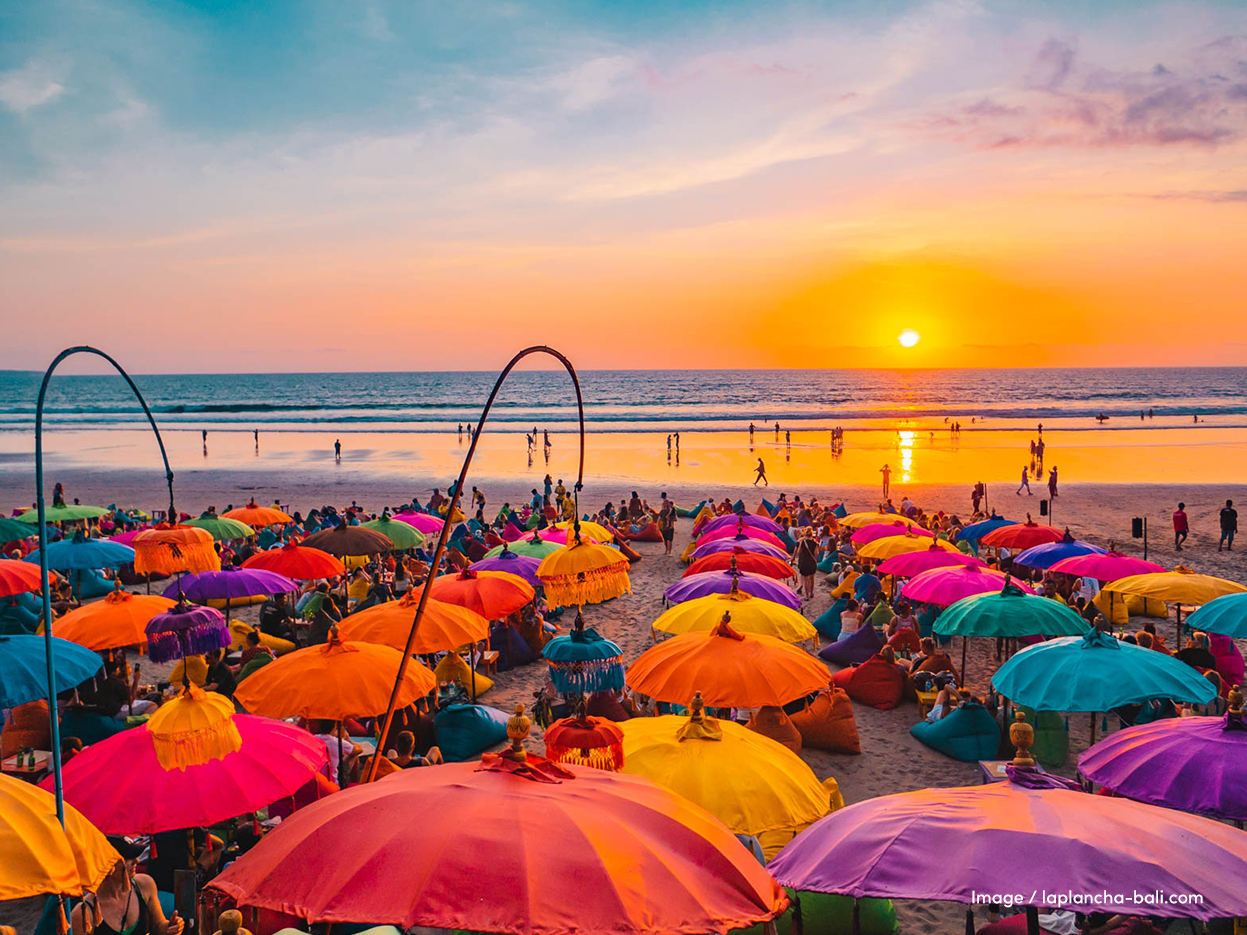 La Plancha beach in Seminyak at sunset